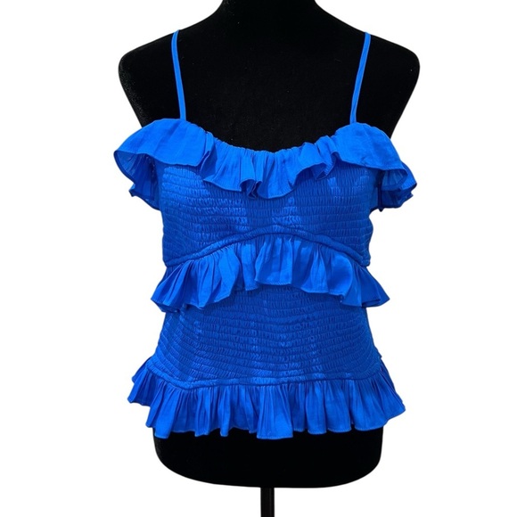 Do + Be Blue Ruffle Tank Top boho preppy coquette cottagecore neon retro cute - Picture 1 of 9